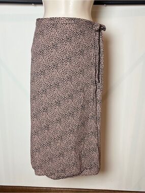 Kirious Los Angels Leopard Print Side Tie Going Out Wrap Midi Skirt